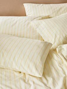 Butter Yellow Slumber Stripe Cotton Pillowcase (Pair) | Standard | Piglet in Bed