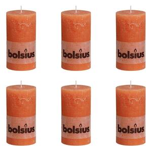 Bolsius Rustic Pillar Candle 130 x 68 mm Orange 6 pcs