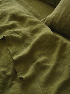 Botanical Green Linen Blend Flat Sheet | Single | Piglet in Bed