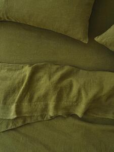 Botanical Green Linen Blend Fitted Sheet | Single | Piglet in Bed