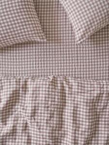 Elderberry Gingham Linen Blend Fitted Sheet | Single | Piglet in Bed