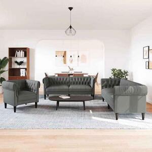 Ardino Fabric 3+2+1 Sofa Set In Dark Grey