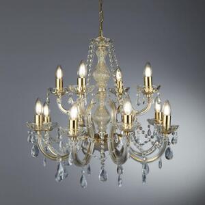 Searchlight 699-12 Marie Therese 12 Light Ceiling Chandelier In Polished Brass