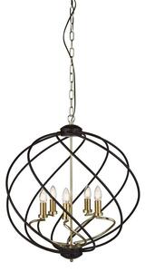 Searchlight 1805-5BK Flow 5 Light Ceiling Pendant Light In Black And Gold