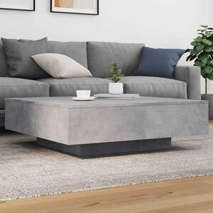 Baina 100cm Square Wooden Coffee Table With LED Light - Concrete Grey