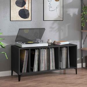 Baina 100cm Wooden Filing Cabinet With 6 Shelves And Metal Legs - Black