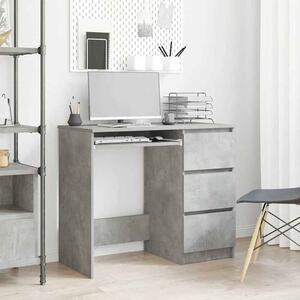 Baina Wooden Computer Desk With 3 Drawers - Concrete Grey