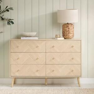 Helena Wooden Chest Of 6 Drawers Wide In Oak