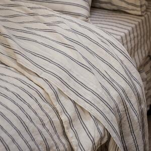 Piglet Ivory Kemptown Stripe Linen Blend Flat Sheet Size Super King