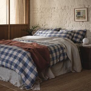 Piglet Blueberry Emsworth Check Linen Blend Duvet Cover Size King