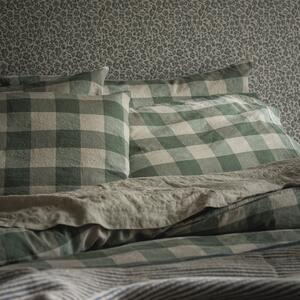 Piglet Elm Green Emsworth Check Linen Blend Pillowcase (Pair) Size Standard