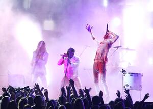 Photography Kendrick Lamar and singer Dan Reynolds of Imagine Dragons at 56th GRAMMY Awards, Michael Tran