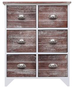 Side Cabinet with 6 Drawers Brown 60x30x75 cm Paulownia Wood