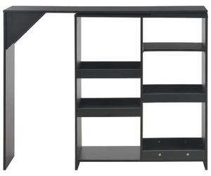 Bar Table with Moveable Shelf Black 138x39x110 cm