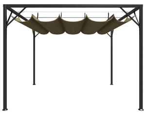 Garden Gazebo with Retractable Roof 3x3 m Taupe 180 g/m²