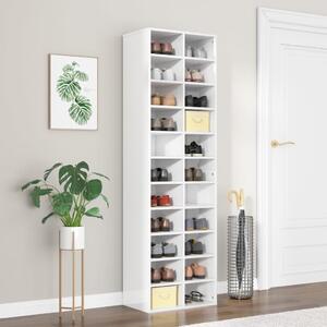 Shoe Cabinet High Gloss White 54x34x183 cm Engineered Wood