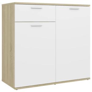 Sideboard White and Sonoma Oak 80x36x75 cm Engineered Wood