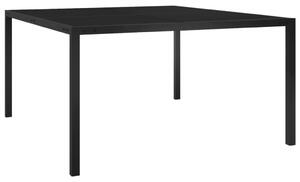 Garden Table 130x130x72 cm Black Steel and Glass