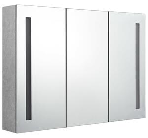 LED Bathroom Mirror Cabinet Concrete Grey 89x14x62 cm