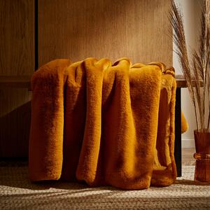 Dunelm Amber Gold Silky Soft Faux Fur Recycled Throw 130x180cm Amber Gold