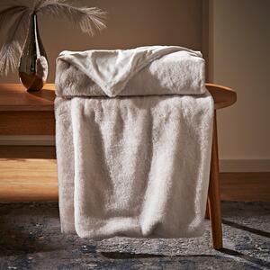 Dunelm White Lenon Plush Throw 130cm x 170cm White