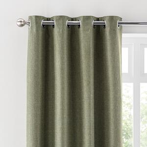 Montreal Ultra Blackout Eyelet Curtains Olive (Green)
