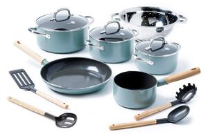 GreenPan Mayflower Pro pot and frying pan set 12 pieces Green-blue