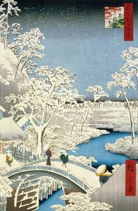 Ando or Utagawa Hiroshige - Fine Art Print Drum bridge and Setting Sun Hill at Meguro,, (26.7 x 40 cm)