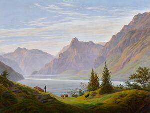 Fine Art Print A Mountain Lake in the Morning (Vintage Green Landscape) - Caspar David Friedrich, (40 x 30 cm)