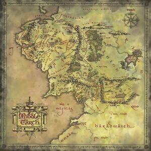 Art Poster Middle Earth - Map, (40 x 40 cm)