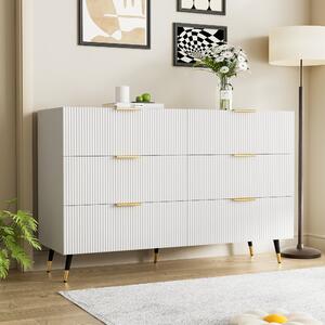 Elegant Sideboard with Modern Design, Chest of Drawers and Storage Space, Cabinet for Space-Saving Room, 120L x 40W x 77H cm, White+Gold Aosom UK