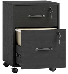 HOMCOM Rolling File Cabinet with 2 Drawers, Mobile Filing Cabinet with Hanging File Folder for Letter Sized Documents, Black