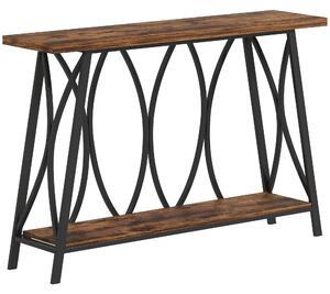 HOMCOM Narrow Console Table, Industrial 2-Tier Sofa Table with Metal Frame for Entryway, Living Room, 120x30x80cm, Rustic Brown