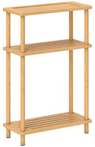 HOMCOM Bamboo Side Table, 3-Tier Slim End Table, Nordic Style, for Living Room, Bedroom, Office, Tool-Free Assembly, Natural Wood Finish