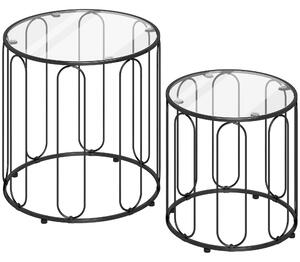 HOMCOM Elliptical Cut-Out Nesting Tables - Black