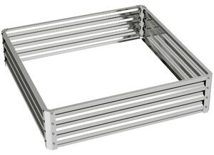 Outsunny Square Raised Garden Bed Box with Weatherized Steel Frame for Vegetables, Flowers, & Herbs, 120 x 120 x 30cm, Silver Tone