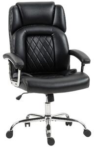 HOMCOM Big and Tall Office Chair 180kg with Spring Cushion, PU Leather - Black