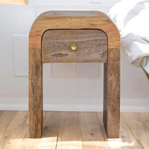 Solid Wood Mini Darcy Nightstand with Curved Edges, Spacious Drawer, Hand-finished Cabinet for Living Room, 30L x 30W x 40H cm, Brown Aosom UK