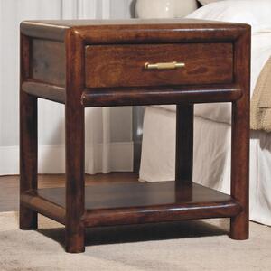Wooden Nightstand with Drawer and Open Shelf, Hand‑finished Side Table for Home Display, 35L x 45W x 50H cm, Brown Aosom UK