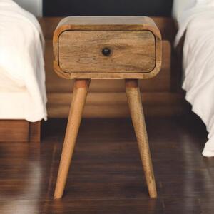 Narrow Nightstand with Mango Wood, Mini Bedside Table with Single Drawer, Oak-ish Finish for Bedroom Display & Storage, 30L x 30W x 49H cm, Brown Aosom UK