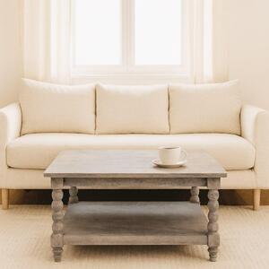 Wood Coffee Table with Open Storage Slot, Side Table with Durable Hand-Finished Circular Design for Living Room, 80L x 80W x 45H cm, Beige Aosom UK