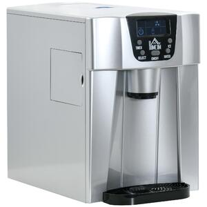 HOMCOM Ice Maker Machine and Water Dispenser, Counter Top Ice Cube Maker for Home w/3L Tank, Adjustable Cube Size,12kg in 24 Hrs, No Plumbing Required