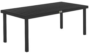 Outsunny Aluminium Outdoor Garden Dining Table for 8 People, Faux Wood Top, for Garden, Lawn, Patio, 190 x 90 x 74cm, Black