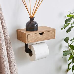 Cromford Toilet Roll Holder with Wooden Drawer