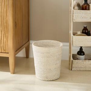 The Edited Life Rattan Round White Wash Bin