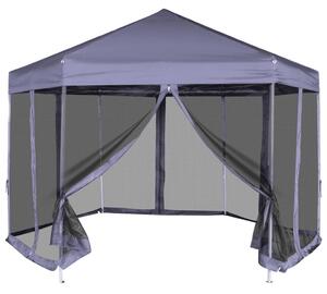 Hexagonal Pop-Up Marquee with 6 Sidewalls Dark Blue 3.6x3.1 m