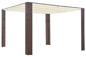 Gazebo with Roof Poly Rattan 300x300x200 cm Brown and Cream