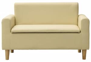 2-Seater Children Sofa Cream White Faux Leather
