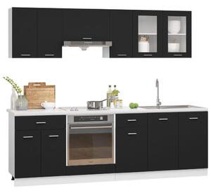 8 Piece Kitchen Cabinet Set Black Engineered Wood