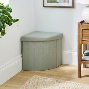 Faux Linen Corner Ottoman